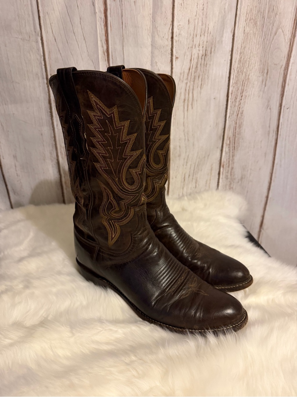 Toscana Italian Goat Leather Western Boots Brown Super Prime Sole Size 11-12